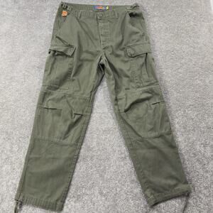 Empyre Men Cargo Pants Green Button Fly Adjustable Waist Utility Skatewear 32